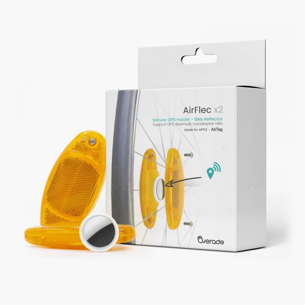 Overade AIRFLEC x2 - Apple Airtag GPS antivol Vélo - Overade